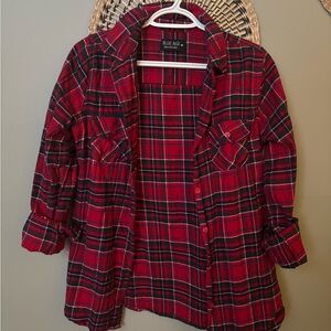 Blue Age Women's Red Plaid Button Down Shirt